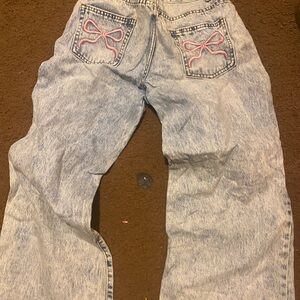 Marshalls Light Blue Flare Jeans with Pink Bow Details